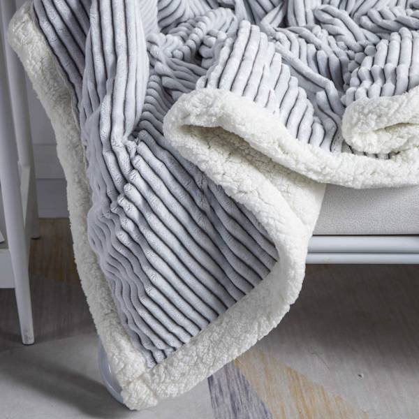 Sherpa-tæppe Fleece-kast – 39x59, Grå & Hvid – Blødt, Plys