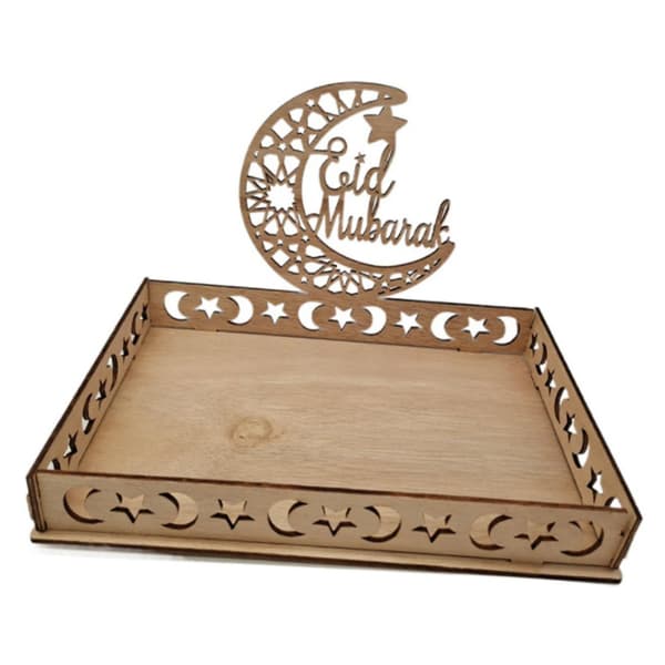 Trä Eid Mubarak matbricka Ramadan dekoration kompatibel Wi DXGHC