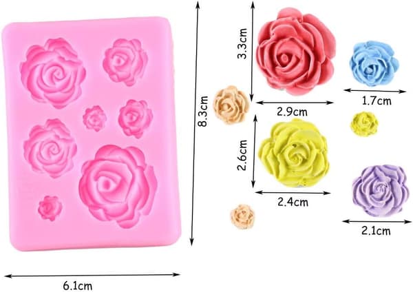 2 stk. Rose Blomster Silikonforme Kage Chokoladeform Bryllupskage