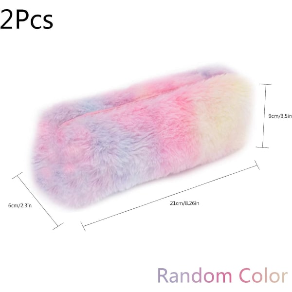 2 Pieces Rainbow Plush Pencil Case Cute Pencil Case Pencil Bag fo