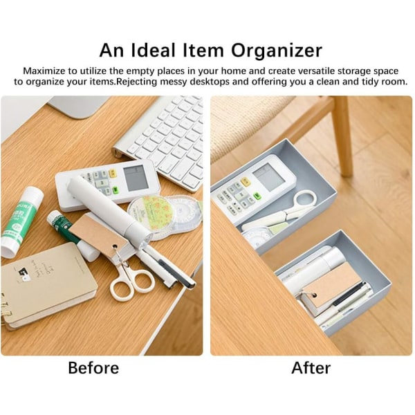 2 stk Under Desk Skjult Blyant Holder Oppbevaringsboks Kontor Oppbevaring