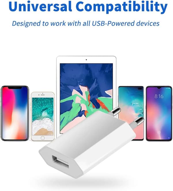 2-pak USB Hurtiglader, USB-stikadapter, Universal Rejse USB W
