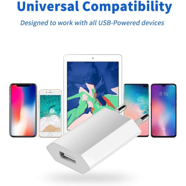 2-pakks USB hurtiglader, USB-pluggadapter, universell reise-USB W