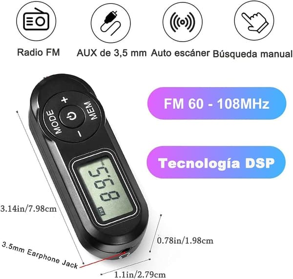 Personlig lommeradio FM Mini Bærbar Mottaker, med Digital LCD
