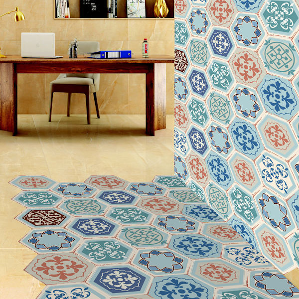 10 st Hexagonformade Väggdekaler Retro Mönster Sovrum Vardagsrum H
