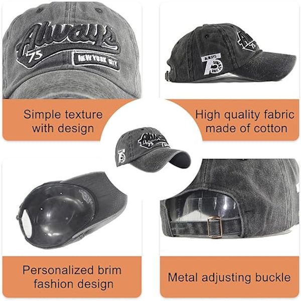 Baseballkeps, Unisex Vintage Jeanshatt Justerbar Keps Hiphop Fash
