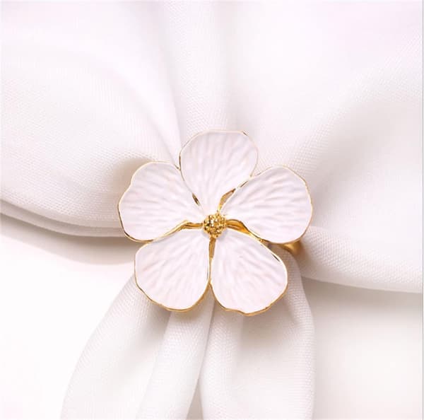 Servietring, Blomstret Servietring i Hvid DXGHC