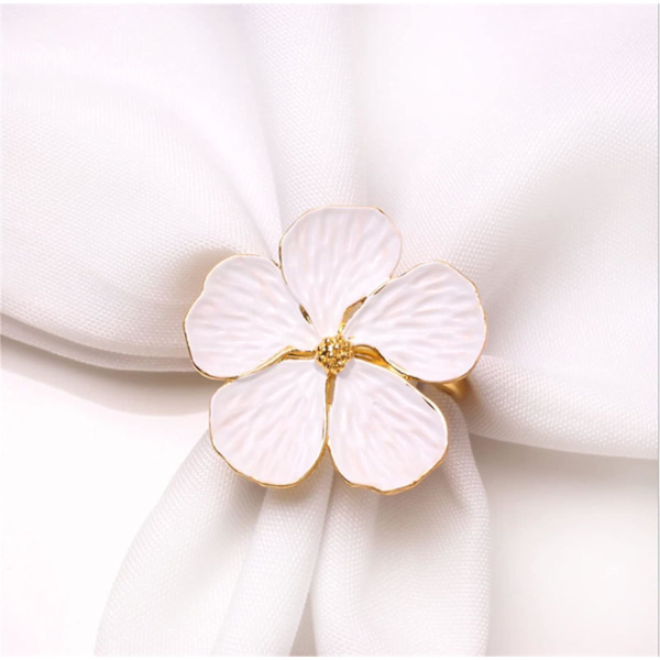 Serviettringer, Blomsterdesign, Hvit DXGHC