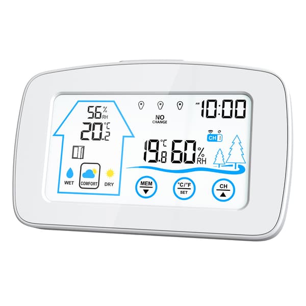 (Hvid) Vejrstation Stor LCD Digital Termometer Hygrometer I