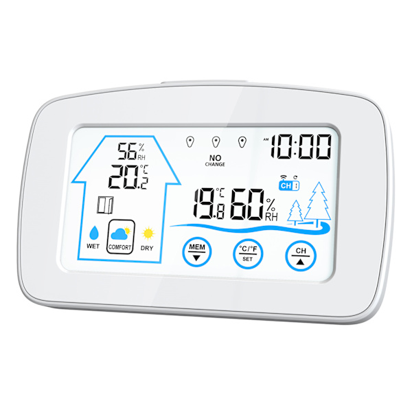 (Hvit) Værsentral Stor LCD Digital Termometer Hygrometer I