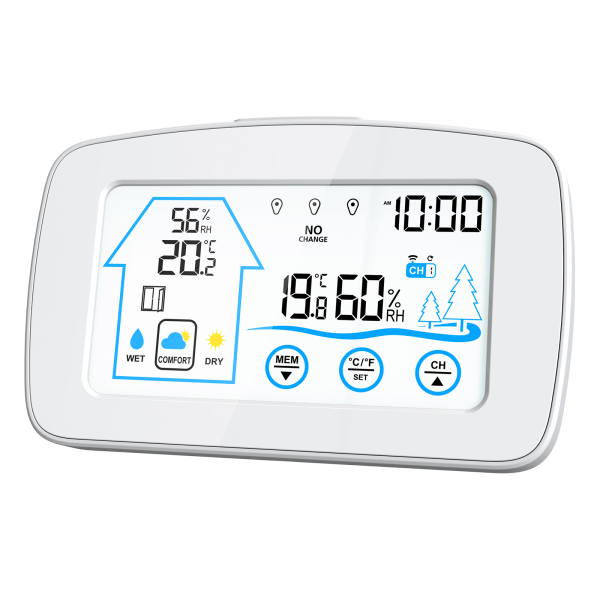 (Vit) Väderstation Stor LCD Digital Termometer Hygrometer I