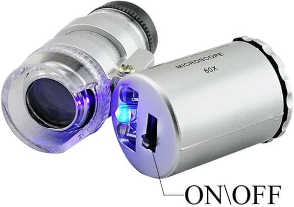 1 Förpackning Mini Handhållna Förstoringsglas med UV-Valutadetektor