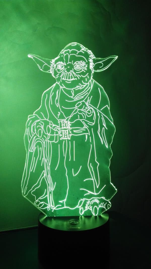 Master Yoda 3D Natlys LED Illusion Lampe Sengelampe Bordlampe