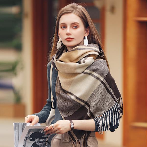 Imitation Cashmere Sjal Vinterhalsduk Kvinnors Sjal Tjockad Krig