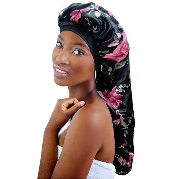 2 stk. Lange Satin Bonnet Sovehat, Ekstra Stor Fletninger Bonnet til