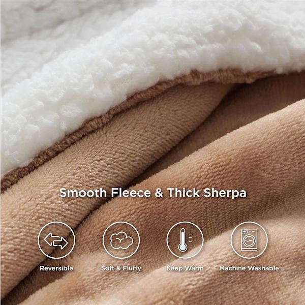 Fleece-teppe Sofa Pute - Kamel Sofa Pute 130x160, Sherpa