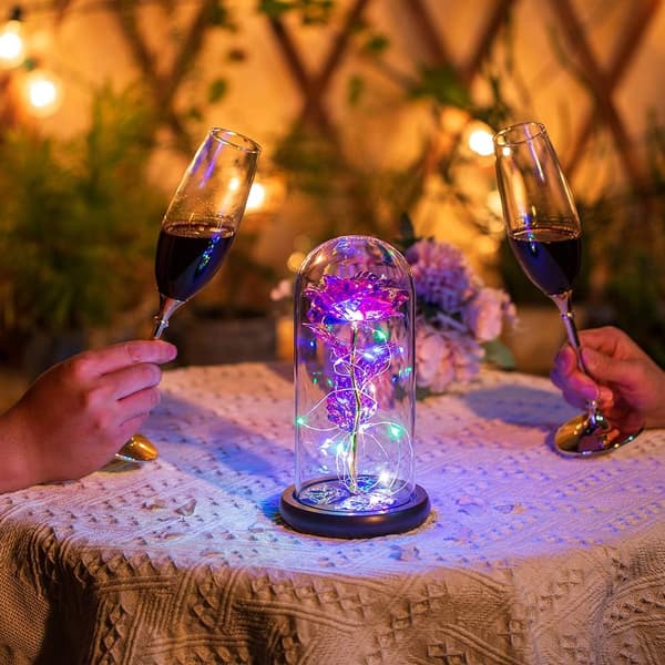 Led Enchanted Galaxy Rose Evig 24k Guldfolie Blomst Med Fe