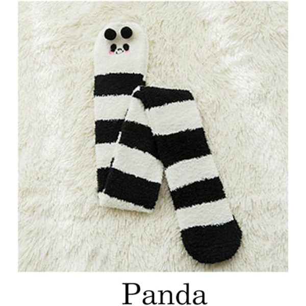 2 Paria Ihastuttavaa Pandaa Korkea Reisi Pitkä Raidallinen Sukat Coral Fleece DXGHC