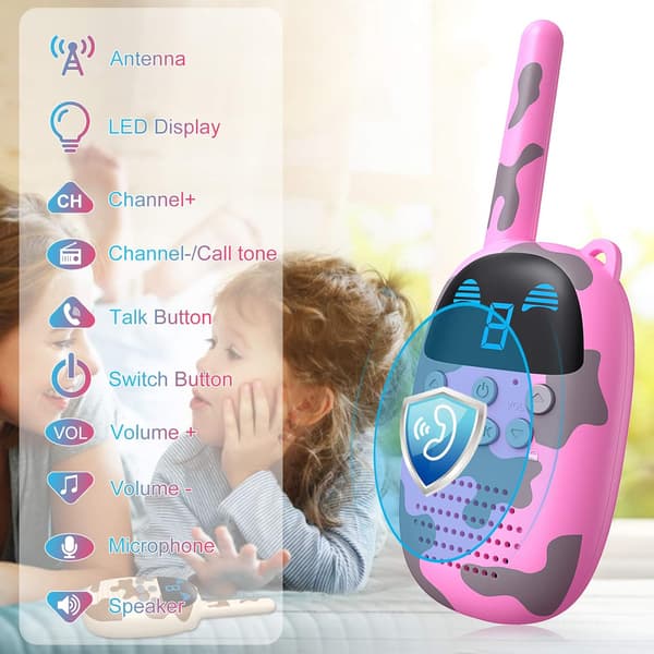 Walkie Talkies för Barn, 2-pack, Bärbara FRS Lång Räckvidd