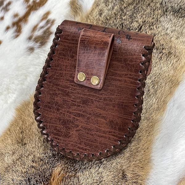 Brun Präglad Bältesväska, Vintage Viking Läder Midjeväska