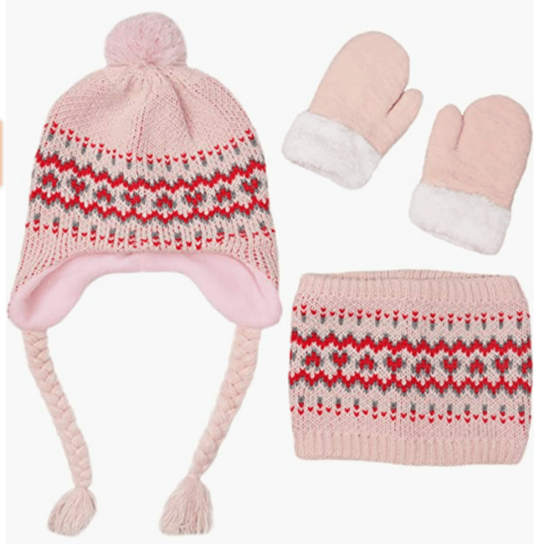 Plush halsduk varm barnhatt halsduk vantar 3 tre delar (