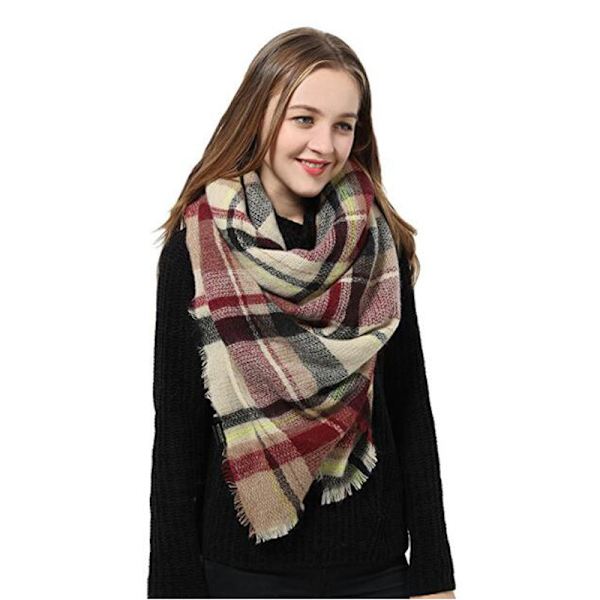 Imitation Cashmere Rutiga Sjal med Fransar - Modeaccessoar för Hösten