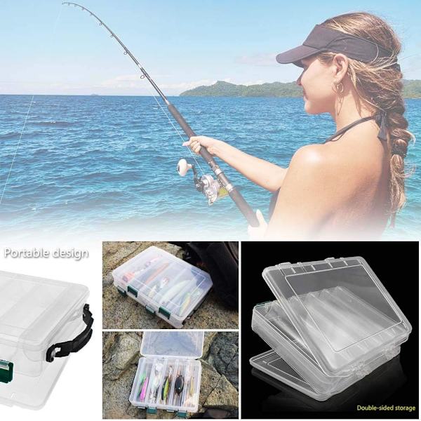 Transparent Lokkeboks, Vanntett Fiskeutstyrboks, 12 Rom
