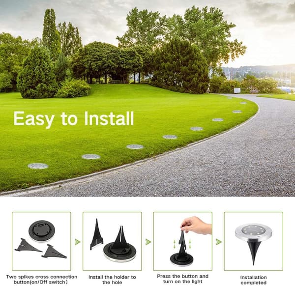 Solcellslampa för utomhus, 4-pack: 8 LED Solcellslampa för trädgård, Varmvit