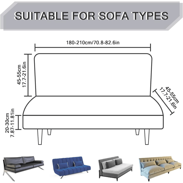 Sofa Betræk Uden Armlæn 3-Sæders Universal Stræk Clic Cl DXGHC