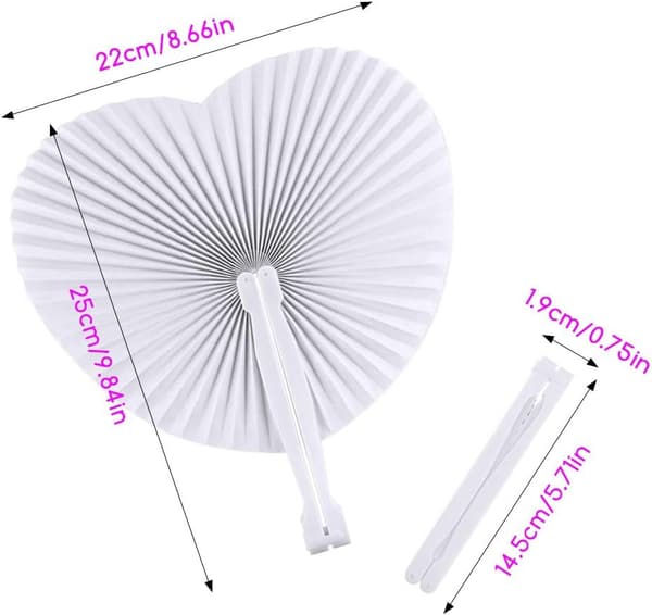 Folding Hjerteformede Papirvifter, 24 Stykker Hvite Papirvifter