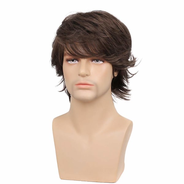 1 Stycke Mode Herrar Yttre Brun Peruk Fluffig Partiell Lång Lugg W