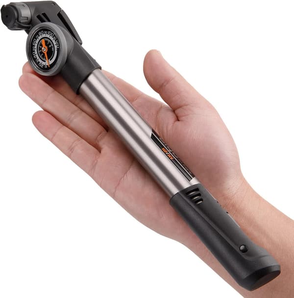 Minicykelpump, liten luftpump med tryckmätare för alla ventiler