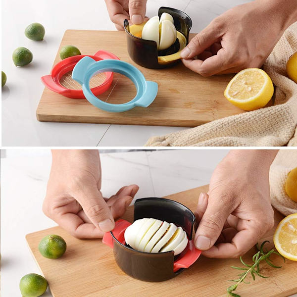 Egg Cutter i Rustfritt Stål - Egg Skjærer Multifunksjonell 3 i 1 Manuell