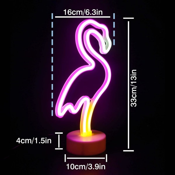 Flamingon Neon-kyltti - Flamingon LED-kyltti sisustukseen - Paristo- ja USB-virta