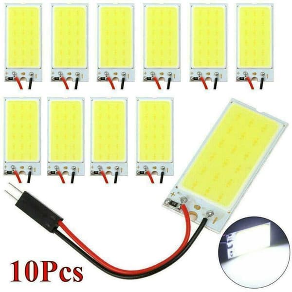 10 stk Hvite COB Panel Dome LED Lys Innvendig Lampe 4W 12V T10 Fes