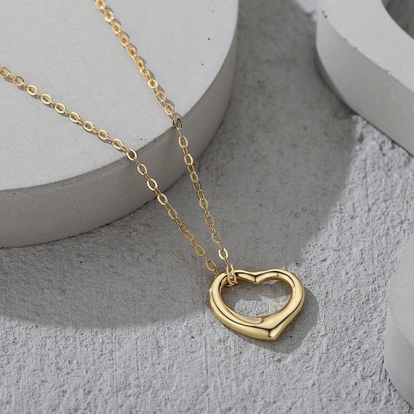 Solid 18k guld hjärta halsband, vackra guld kärlek smycken för Wi