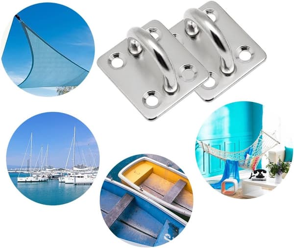 4 stk. Øjeplade 6mm Marine INOX Øje 304 Rustfrit Stål Holdbar