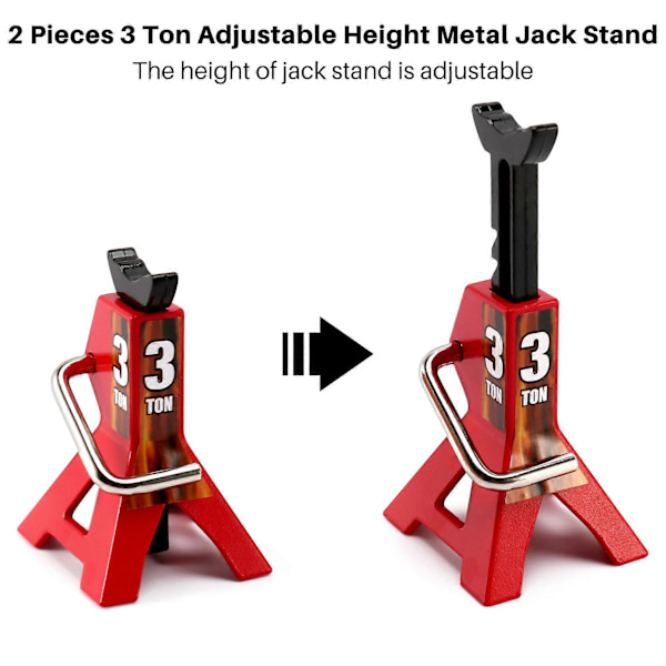 2 st Metall 3 Tons Simulerad Domkraft Höjdjusterbar Reparationsfäste Scenverktyg Lyftjack för 1/10 T