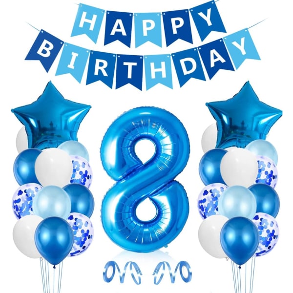 8-årsdag Ballong för Pojke, Blå 8-årsdag Dekoration