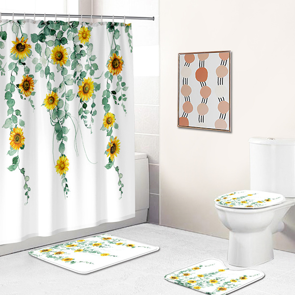 Dewenwils Polyester Digitaltryck Duschdraperi Blad Patte DXGHC