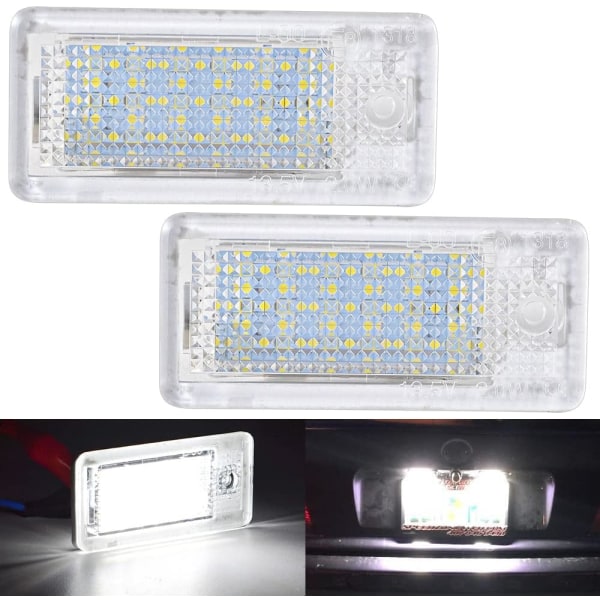 Todelt 6000K 18 LED nummerpladelampe kompatibel med Audi A3