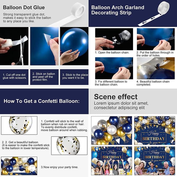 Födelsedagskonfettiballonger Set Nattblå Moran Bröllopsballong C