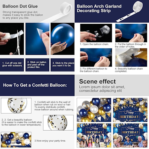 Fødselsdagskonfettiballoner Sæt Natblå Moran Bryllupsballon C