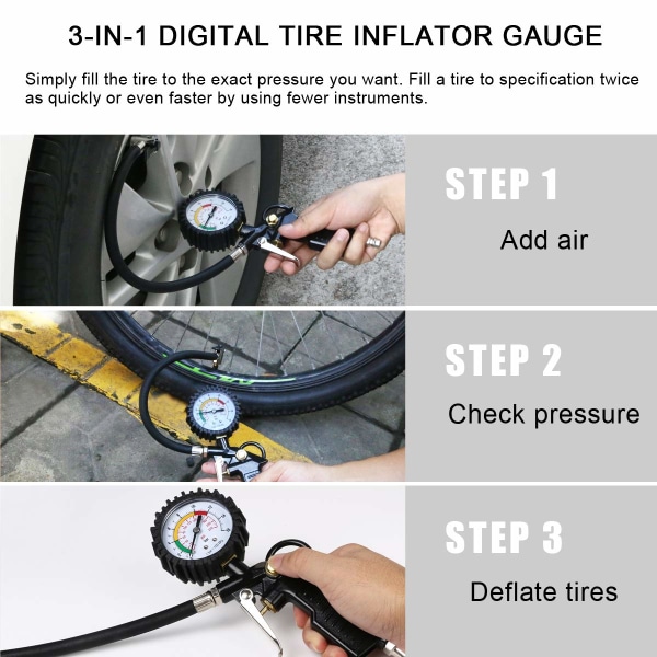 Tire Pressure Gauge, Digital Tire Pressure Gauge, French Air Nozz