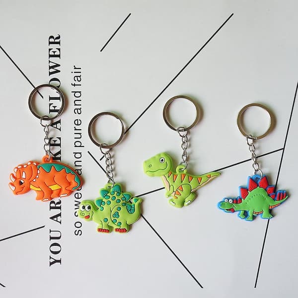 8pcs Keychains, Key Rings, Cute Rubber Dinosaur Key Chains Fo DXGHC