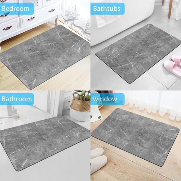 Halksäker Badmatta, Marmor Badmatta, Extra Absorberande Svart