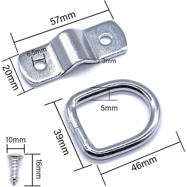 6 st Tie Down D-ringar, Tunga Rostfria Tie Down-ringar