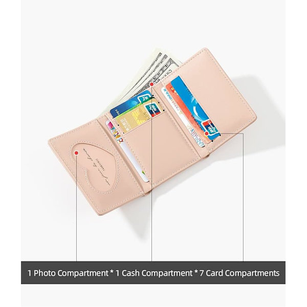 Pink, Pige & Kvinder Tegnebog Tri-Foldet Blomster Tegnebog Kontanter Lomme flo