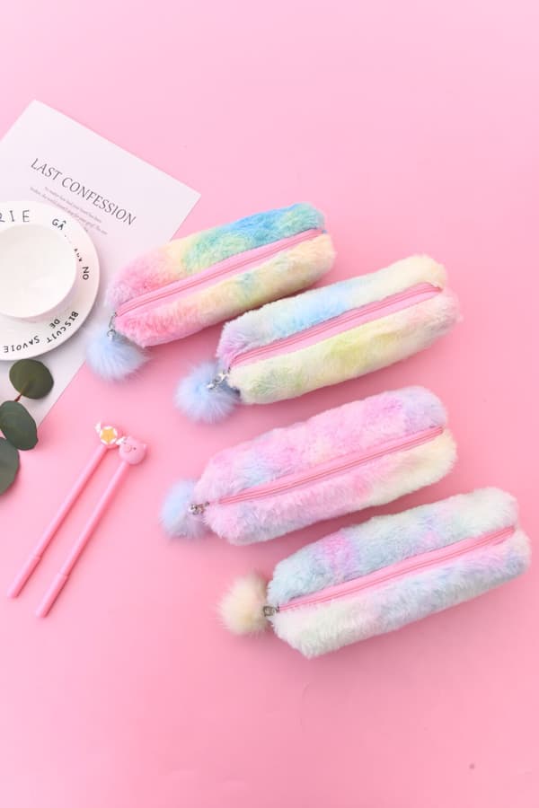 2 Stykker Gradient Plys Blyantsæt Piger Plys Legetøj Organizer