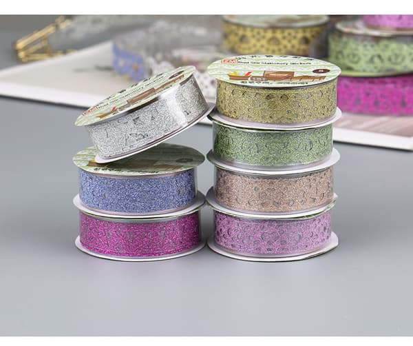 7 Ruller Dekorativ Limtape med Glitter til Kunst